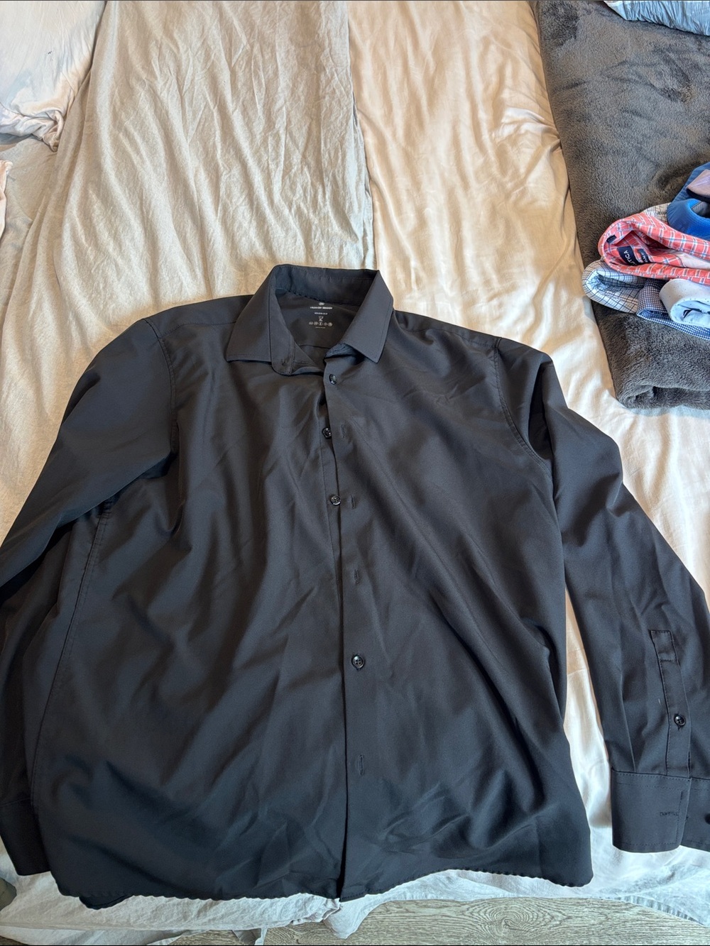 Men's Black Dress Shirt - Classic Collared Long Sleeve